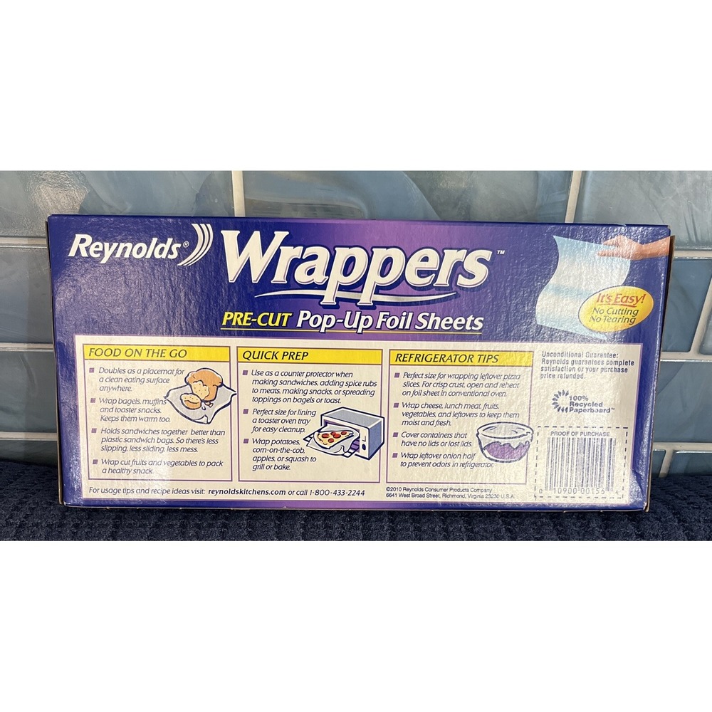 25 Pack Reynolds Wrappers Pre Cut Pop Up Aluminum Foil Sheets Easy Use! 2010 NOS - Picture 2 of 4